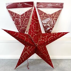 Pier 1 Red Velvet Paper Star – 30” Holiday Decor (New